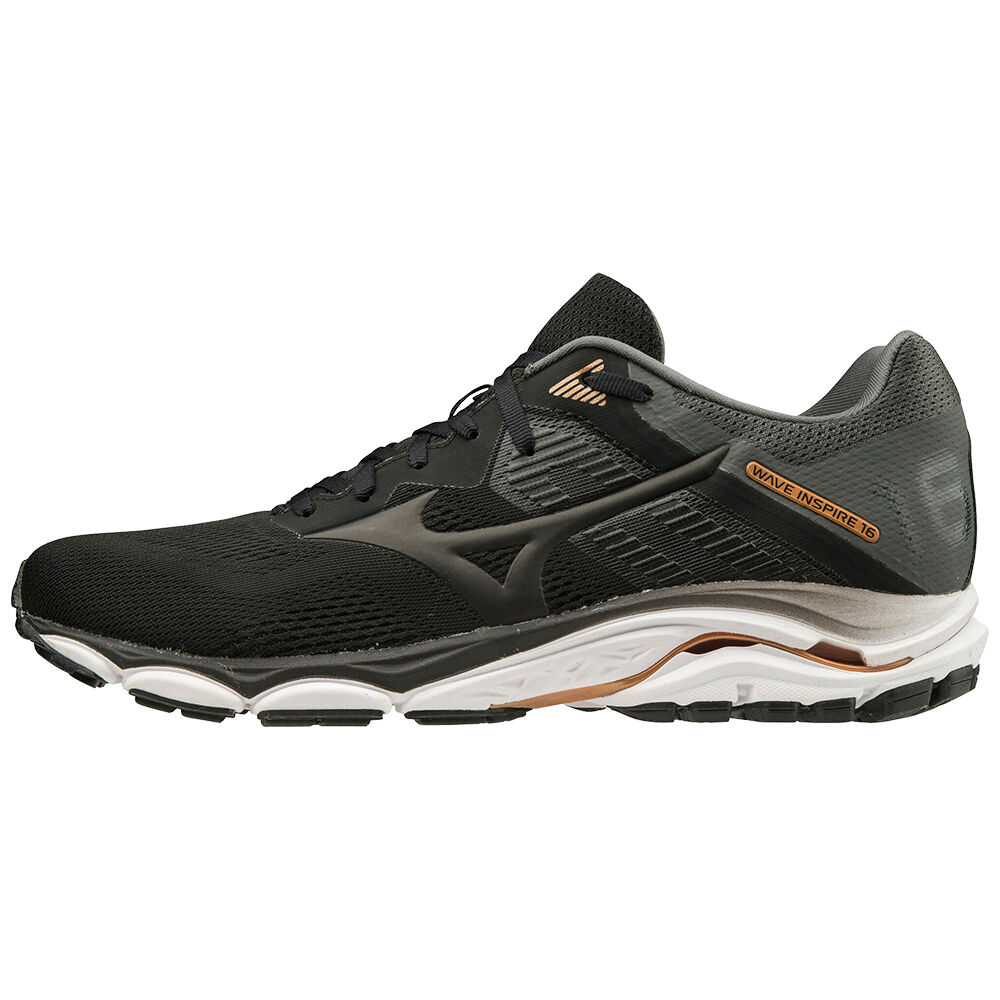 Mizuno Wave Inspire 16 2E - Erkek Koşu Ayakkabısı - Siyah/Gri Türkiye (GOAPHX-132)